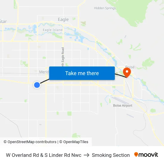 W Overland Rd & S Linder Rd Nwc to Smoking Section map