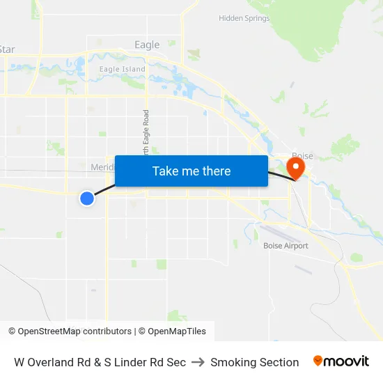 W Overland Rd & S Linder Rd Sec to Smoking Section map