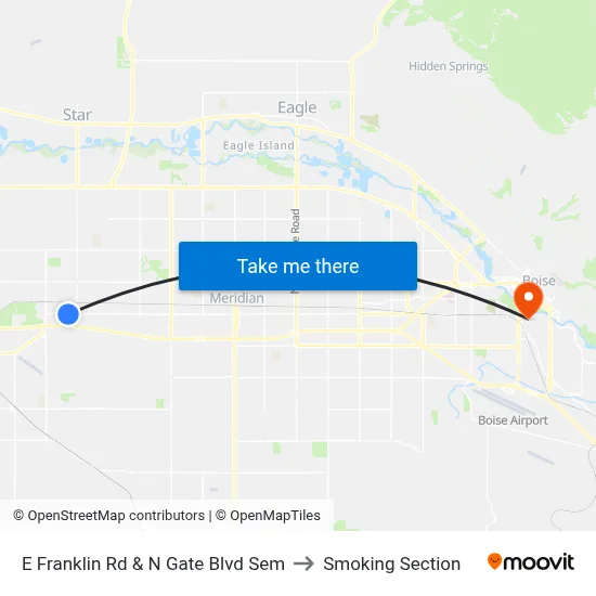 E Franklin Rd & N Gate Blvd Sem to Smoking Section map