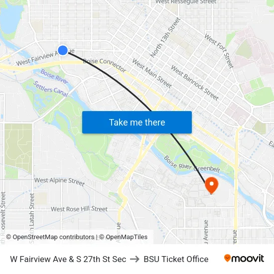 W Fairview Ave & S 27th St Sec to BSU Ticket Office map