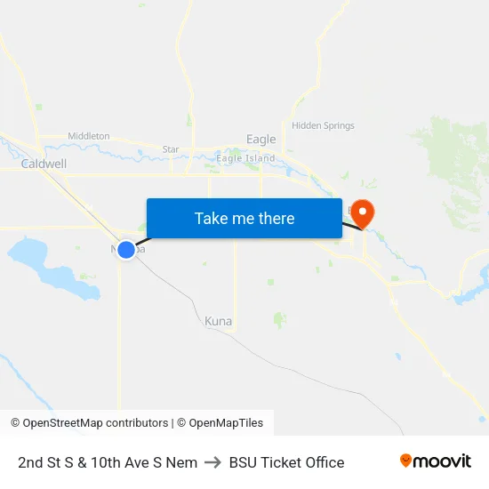 2nd St S & 10th Ave S Nem to BSU Ticket Office map