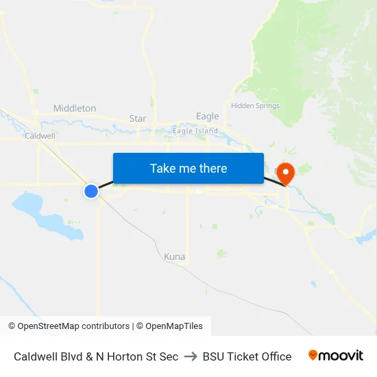 Caldwell Blvd & N Horton St Sec to BSU Ticket Office map