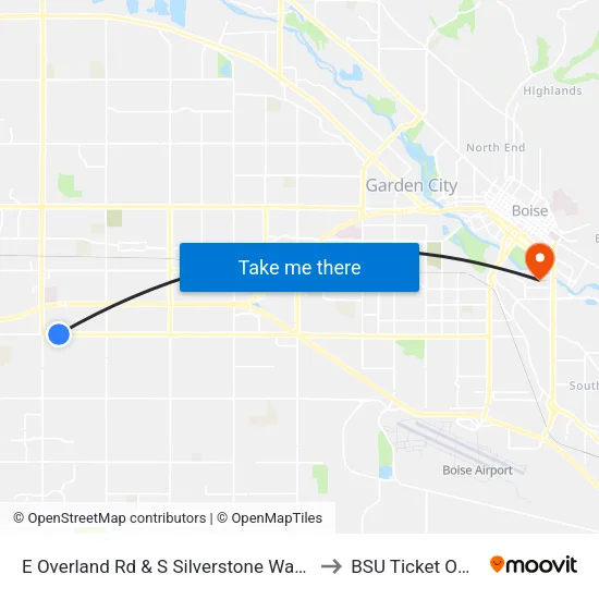 E Overland Rd & S Silverstone Way Sec to BSU Ticket Office map