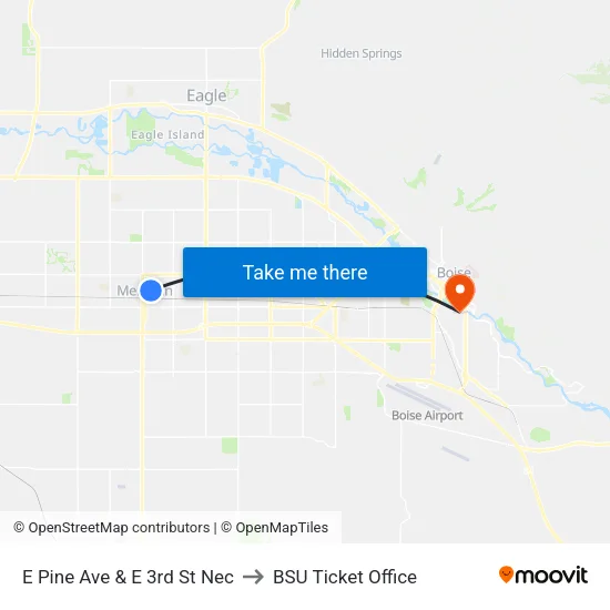 E Pine Ave & E 3rd St Nec to BSU Ticket Office map