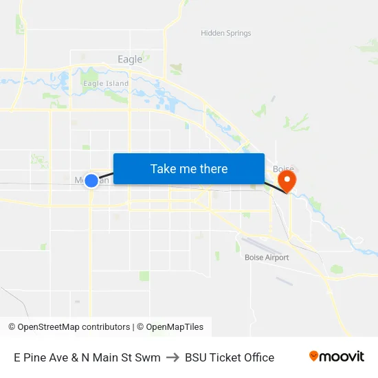 E Pine Ave & N Main St Swm to BSU Ticket Office map