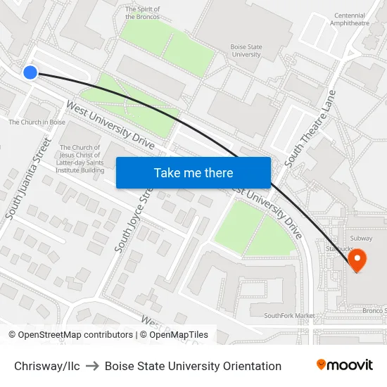Chrisway/Ilc to Boise State University Orientation map