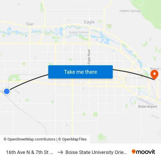16th Ave N & 7th St N Sec to Boise State University Orientation map
