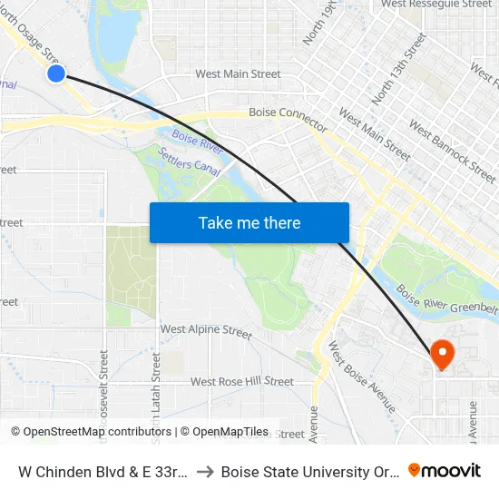 W Chinden Blvd & E 33rd St Nec to Boise State University Orientation map