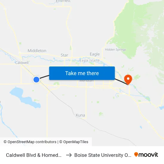 Caldwell Blvd & Homedale Rd Sec to Boise State University Orientation map