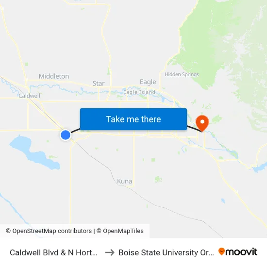 Caldwell Blvd & N Horton St Sec to Boise State University Orientation map