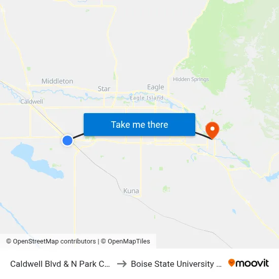 Caldwell Blvd & N Park Centre Pl Nec to Boise State University Orientation map