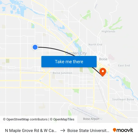 N Maple Grove Rd & W Canterbury St Sec to Boise State University Orientation map
