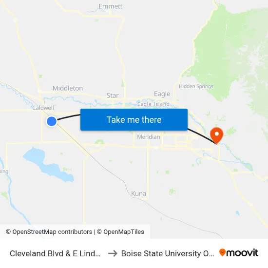 Cleveland Blvd & E Linden St Sem to Boise State University Orientation map