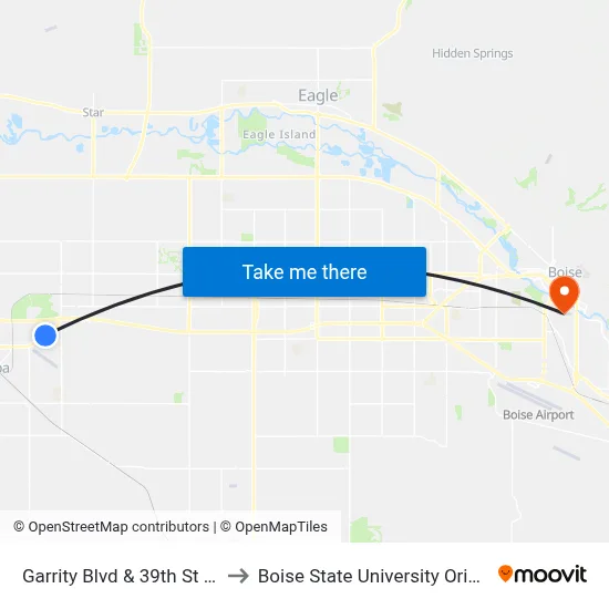 Garrity Blvd & 39th St N Nwc to Boise State University Orientation map