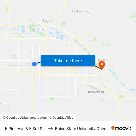 E Pine Ave & E 3rd St Nec to Boise State University Orientation map