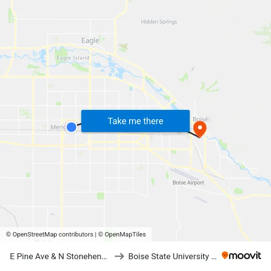 E Pine Ave & N Stonehenge Way Nwm to Boise State University Orientation map