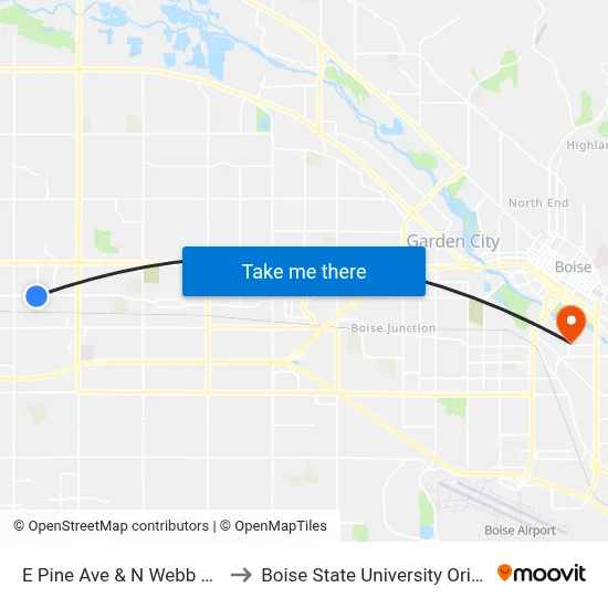 E Pine Ave & N Webb Ave Sec to Boise State University Orientation map