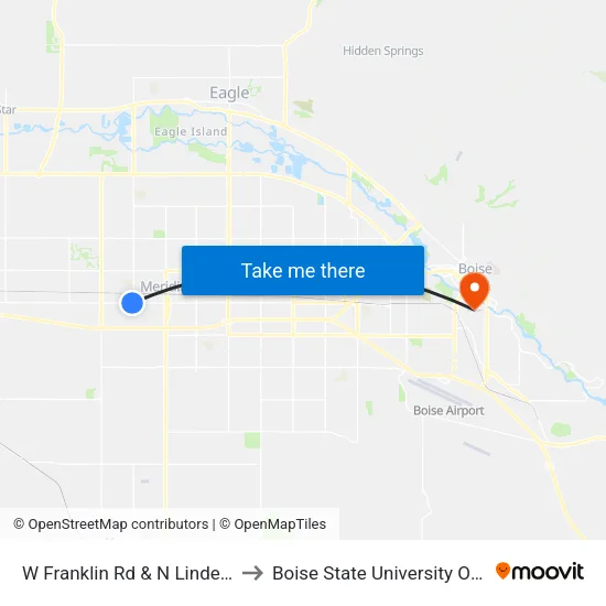 W Franklin Rd & N Linder Rd Nwc to Boise State University Orientation map
