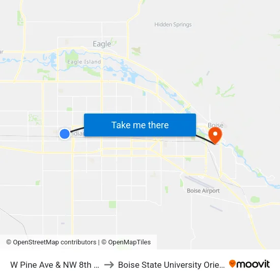 W Pine Ave & NW 8th St Sec to Boise State University Orientation map