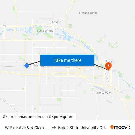 W Pine Ave & N Clara Ave Sec to Boise State University Orientation map