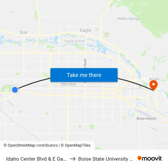 Idaho Center Blvd & E Gate Blvd Nec to Boise State University Orientation map