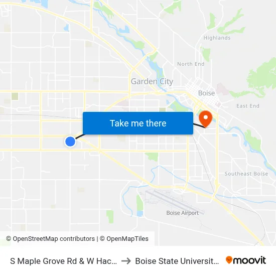 S Maple Grove Rd & W Hackamore Dr Sec to Boise State University Orientation map
