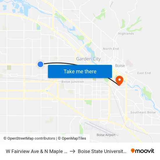 W Fairview Ave & N Maple Grove Rd Nwc to Boise State University Orientation map