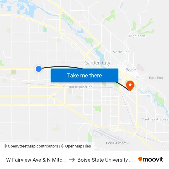 W Fairview Ave & N Mitchell St Sec to Boise State University Orientation map