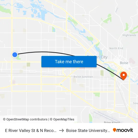 E River Valley St & N Records Ave Nwm to Boise State University Orientation map