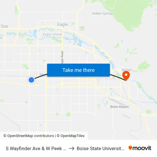 S Wayfinder Ave & W Peek Cloud Ln Swm to Boise State University Orientation map