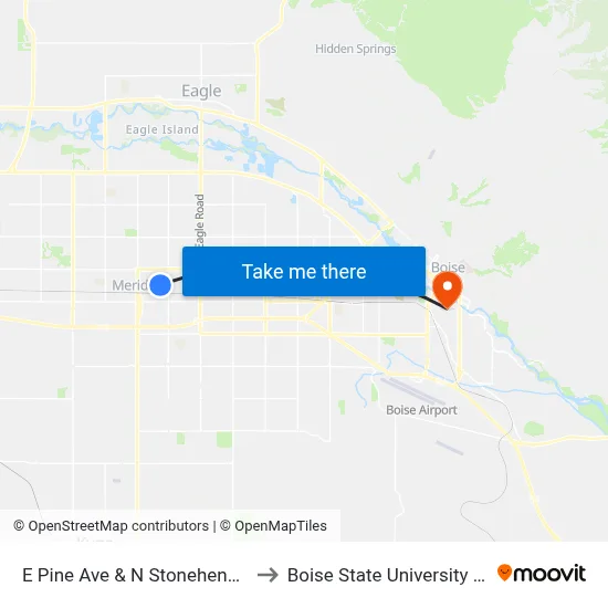 E Pine Ave & N Stonehenge Way Swm to Boise State University Orientation map