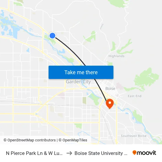 N Pierce Park Ln & W Lucky Ln Nec to Boise State University Orientation map