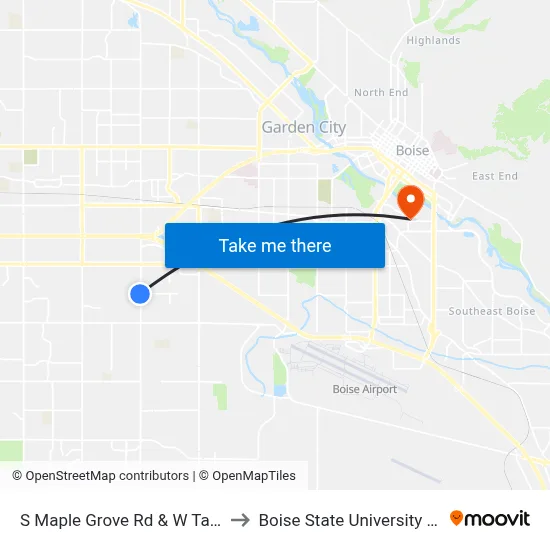 S Maple Grove Rd & W Targee St Swc to Boise State University Orientation map