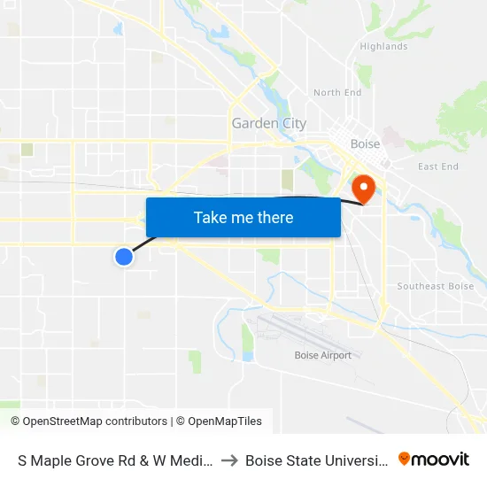 S Maple Grove Rd & W Mediterranean Dr Swc to Boise State University Orientation map