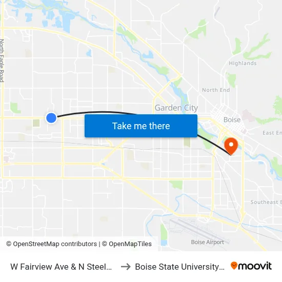 W Fairview Ave & N Steelwood Ave Sec to Boise State University Orientation map