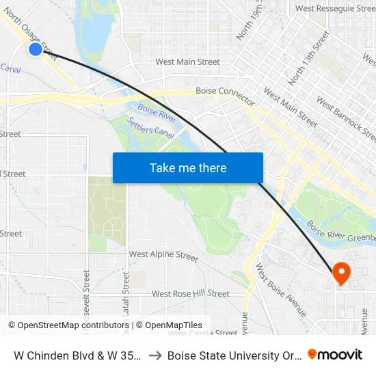 W Chinden Blvd & W 35th St Sec to Boise State University Orientation map