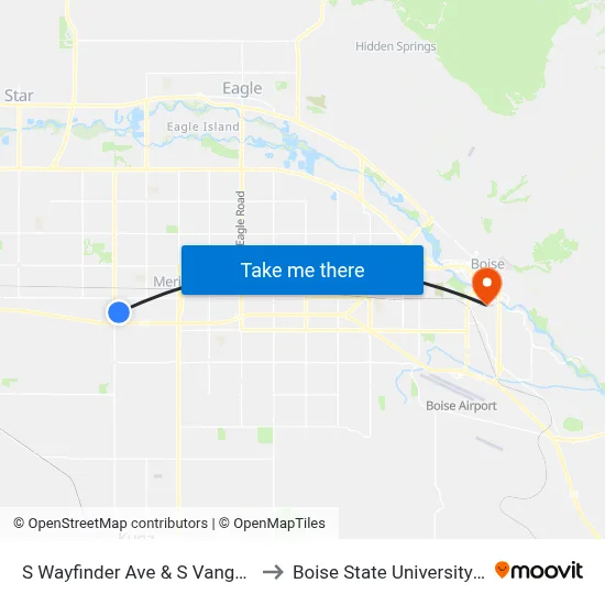 S Wayfinder Ave & S Vanguard Way Nwc to Boise State University Orientation map