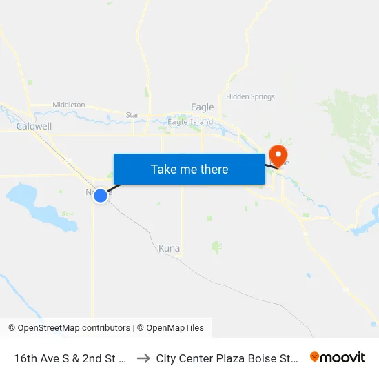 16th Ave S & 2nd St S Sec to City Center Plaza Boise State CS map