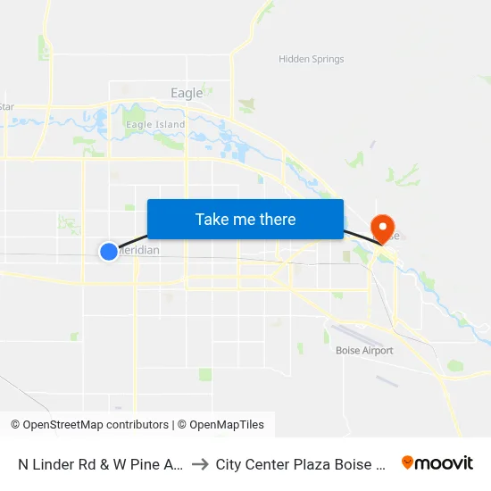 N Linder Rd & W Pine Ave Swc to City Center Plaza Boise State CS map