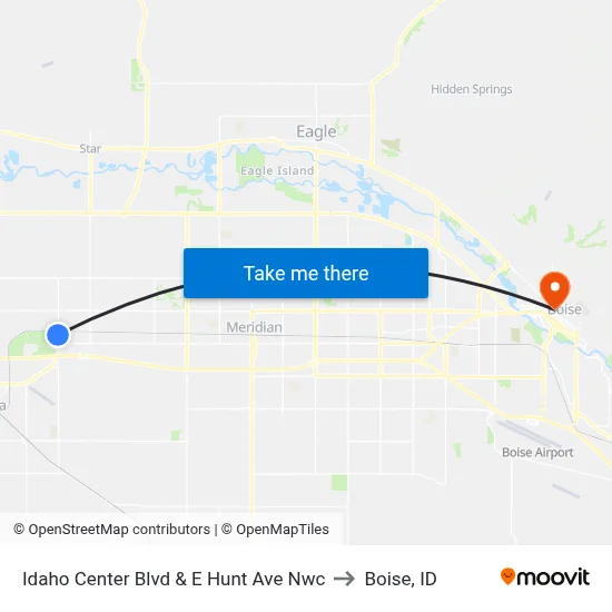 Idaho Center Blvd & E Hunt Ave Nwc to Boise, ID map