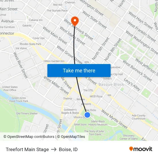 Treefort Main Stage to Boise, ID map