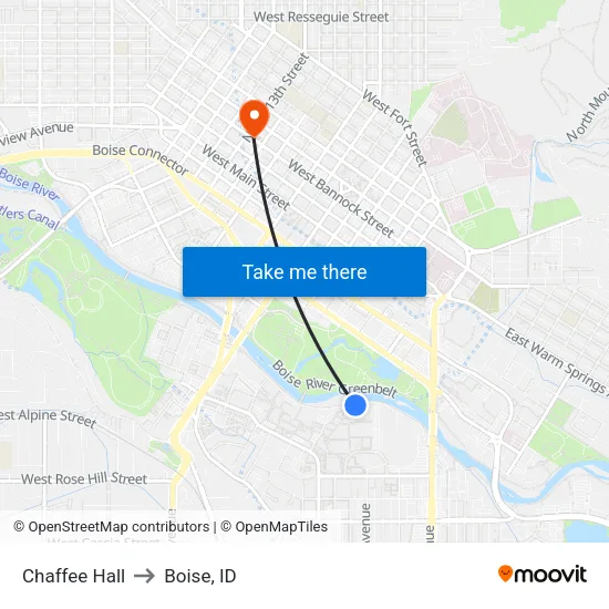 Chaffee Hall to Boise, ID map