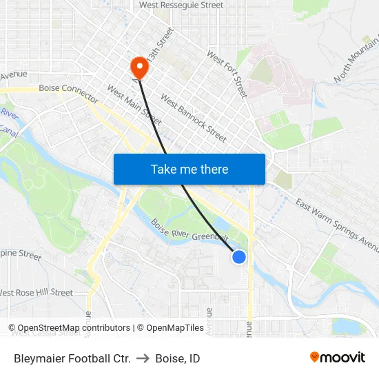 Bleymaier Football Ctr. to Boise, ID map