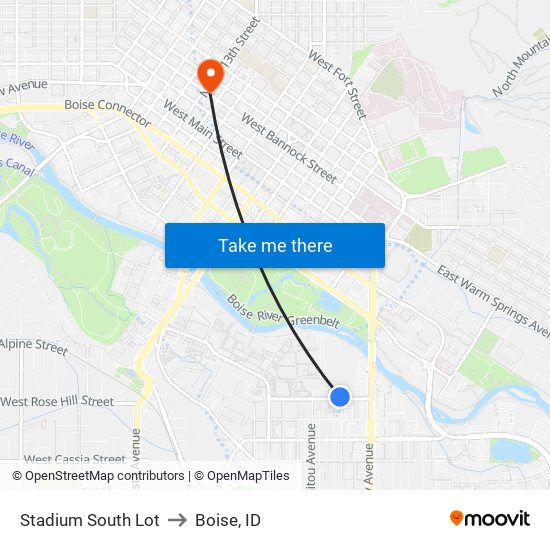 Stadium South Lot to Boise, ID map