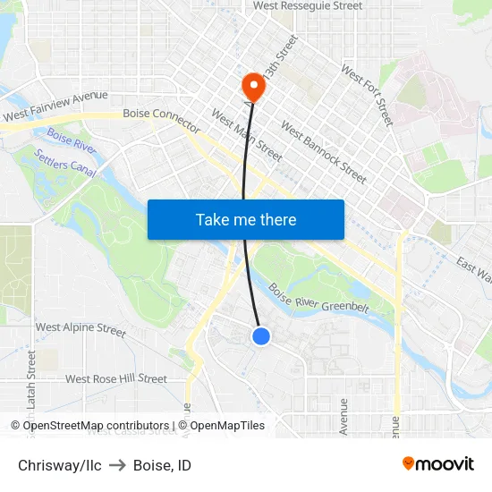 Chrisway/Ilc to Boise, ID map