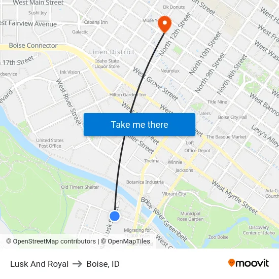 Lusk And Royal to Boise, ID map