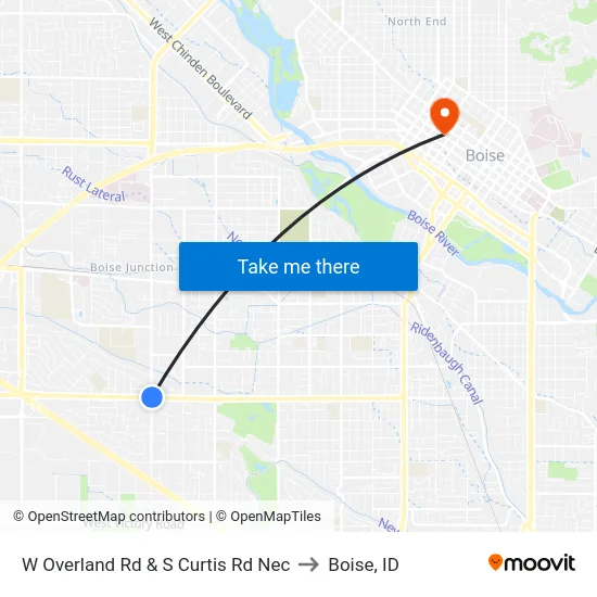 W Overland Rd & S Curtis Rd Nec to Boise, ID map