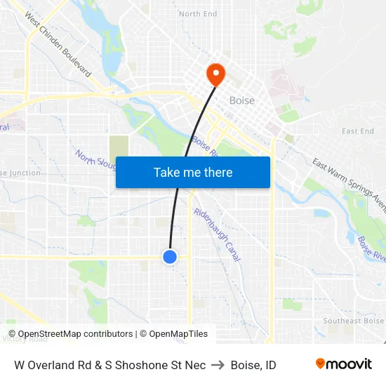 W Overland Rd & S Shoshone St Nec to Boise, ID map