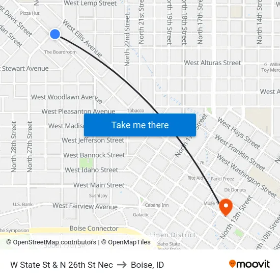 W State St & N 26th St Nec to Boise, ID map