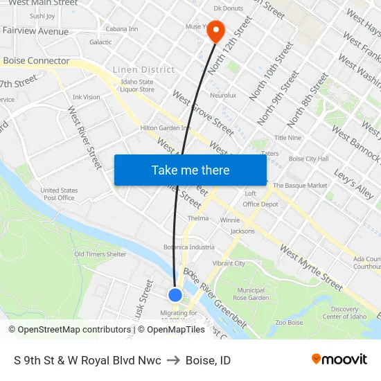 S 9th St & W Royal Blvd Nwc to Boise, ID map